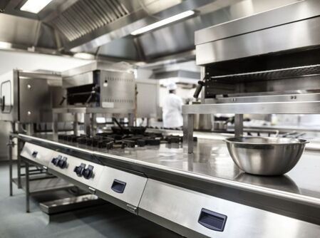 Picture showing a modern and clean restaurant kitchen