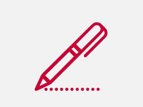 the picture showing a pen icon in red