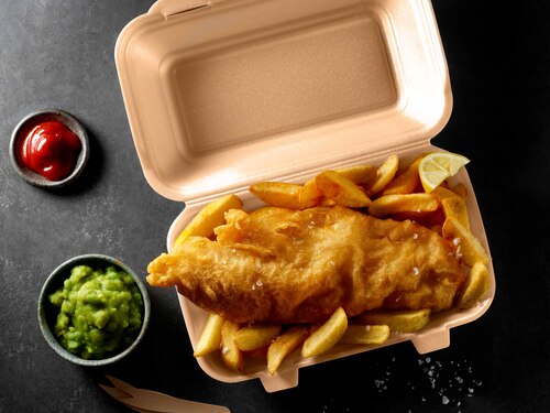 food packaging filled with chips and chicken 