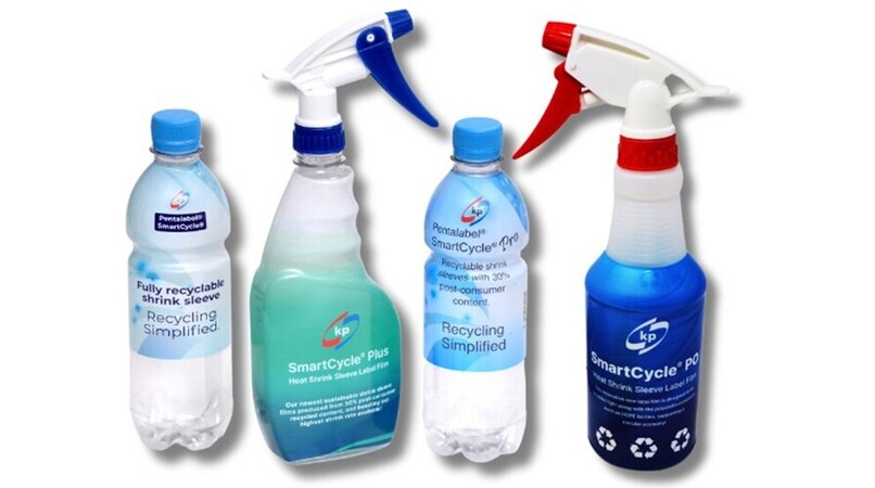 Various shrink sleeves films on labels for various bottles