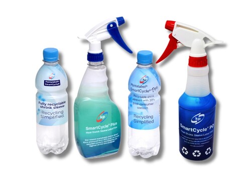 The picture showing multiple shrink sleeves films on various bottles