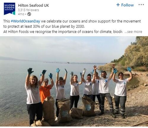 LinkedIn post from Hilton Seafood UK
