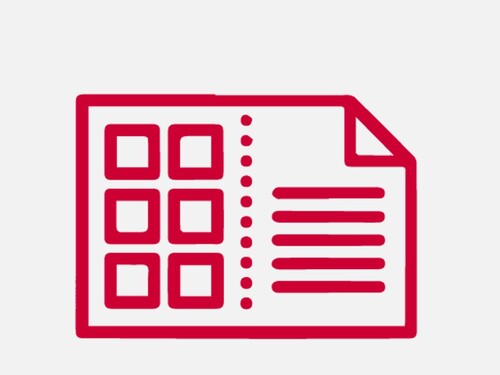 The picture showing a market analysis icon in red