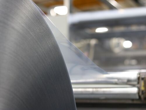 Picture showing a plastic film roll in production area