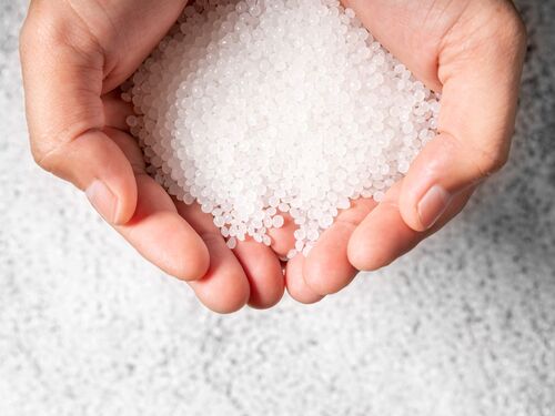 Picture showing plastic resin flakes for PET, PE, PP, PVC and PP